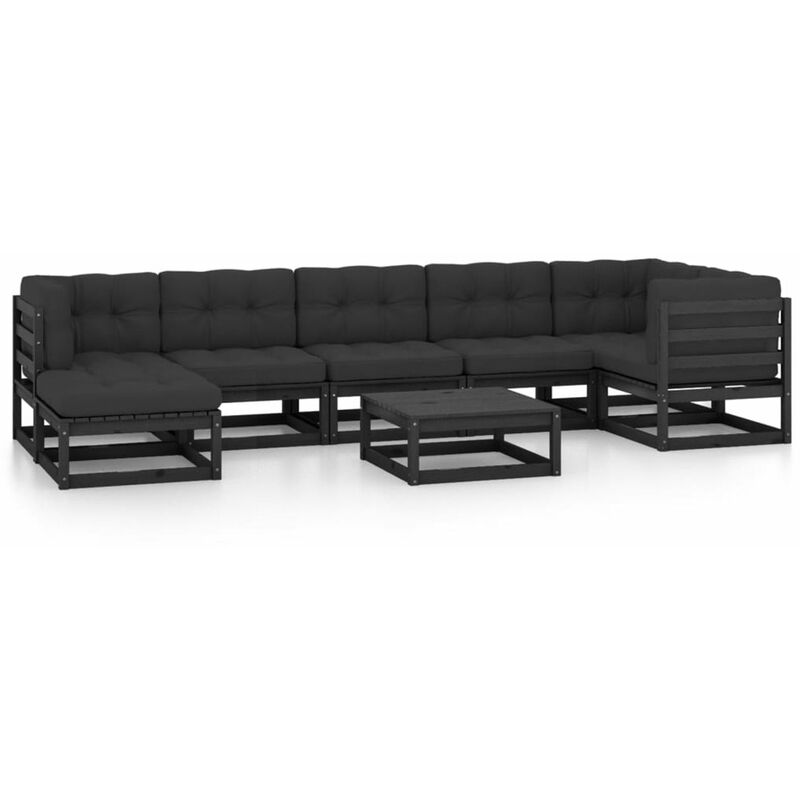 

Juego de muebles de jardin 8 pzas y cojines madera pino maciza