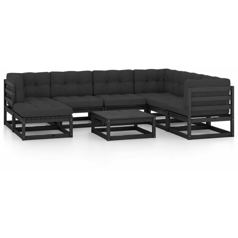 

Juego de muebles de jardin 8 pzas y cojines madera pino maciza