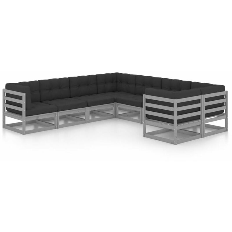 

Juego de muebles de jardin 8 pzas y cojines madera pino maciza