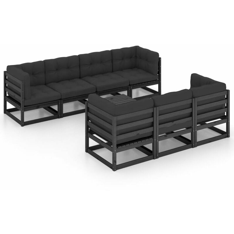 

Juego de muebles de jardin 8 pzas y cojines madera pino maciza