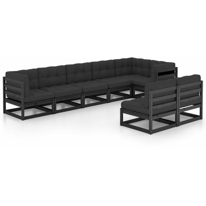 

Happyshopping - Juego de muebles de jardin 8 pzas y cojines madera pino maciza