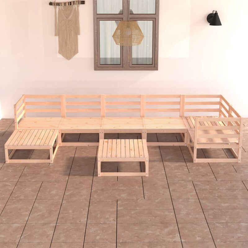 

Juego de muebles de jardín 8 pzas y cojines madera pino maciza