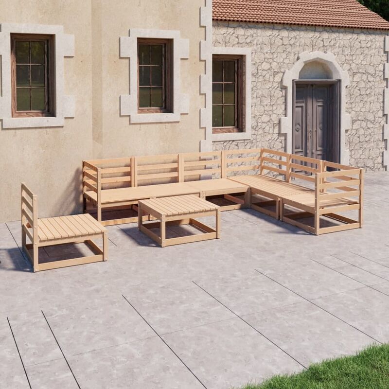

Juego de muebles de jardín 8 pzas y cojines madera pino maciza