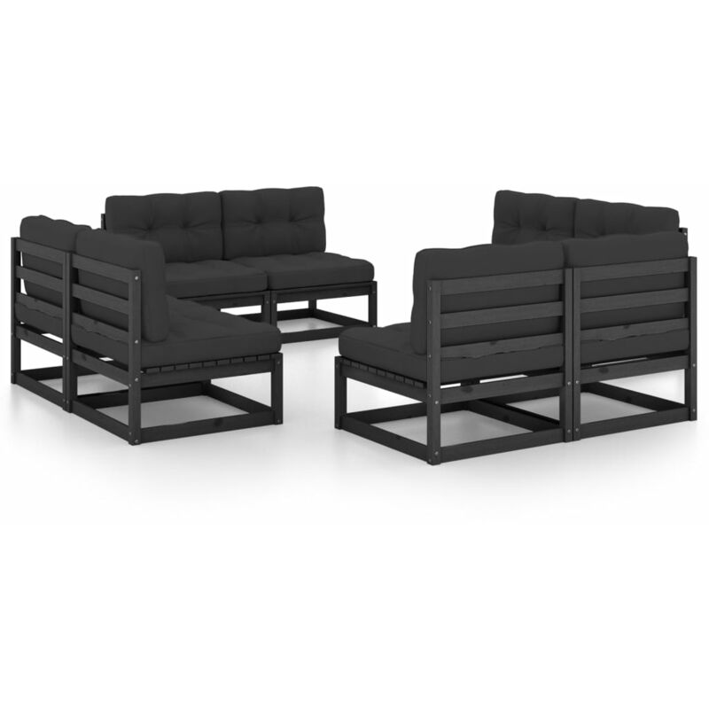 

Juego de muebles de jardín 8 pzas y cojines madera pino maciza
