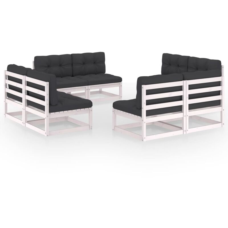 

Juego de muebles de jardín 8 pzas y cojines madera pino maciza