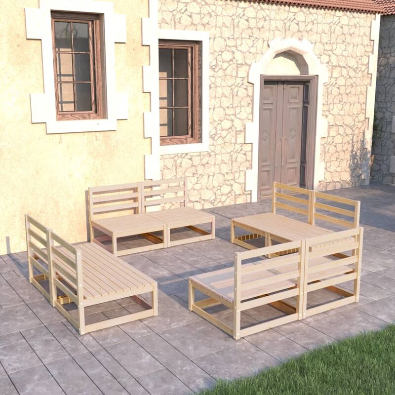 

Juego de muebles de jardín 8 pzas y cojines madera pino maciza