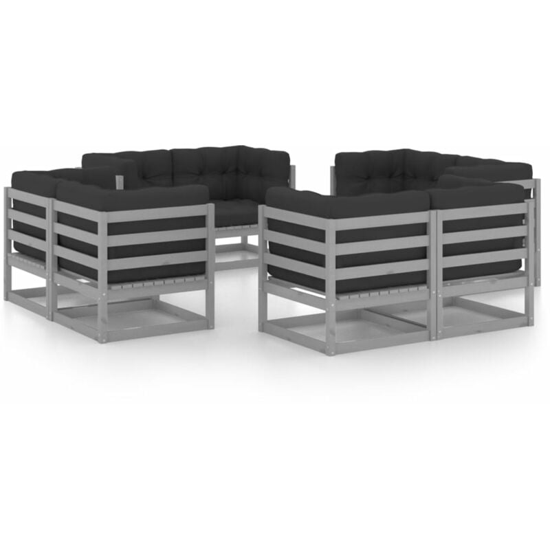 

Juego de muebles de jardín 8 pzas y cojines madera pino maciza
