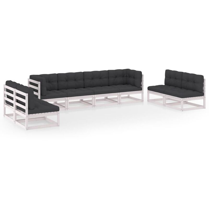 

Juego de muebles de jardín 8 pzas y cojines madera pino maciza