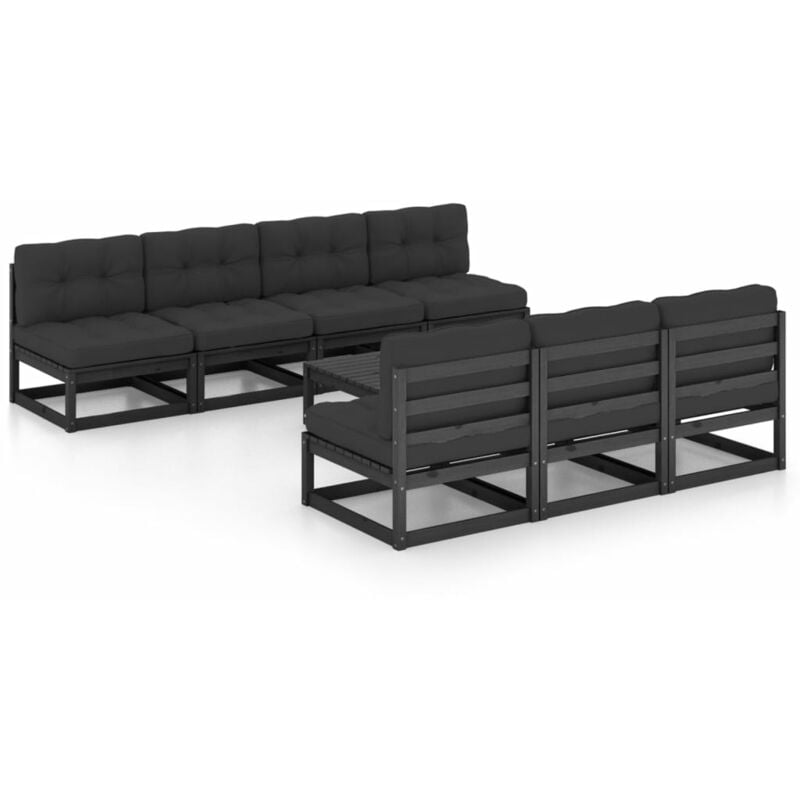 

Juego de muebles de jardín 8 pzas y cojines madera pino maciza