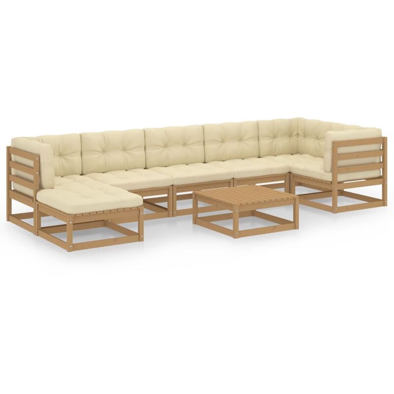 

Juego de muebles de jardín 8 pzas y cojines madera pino maciza