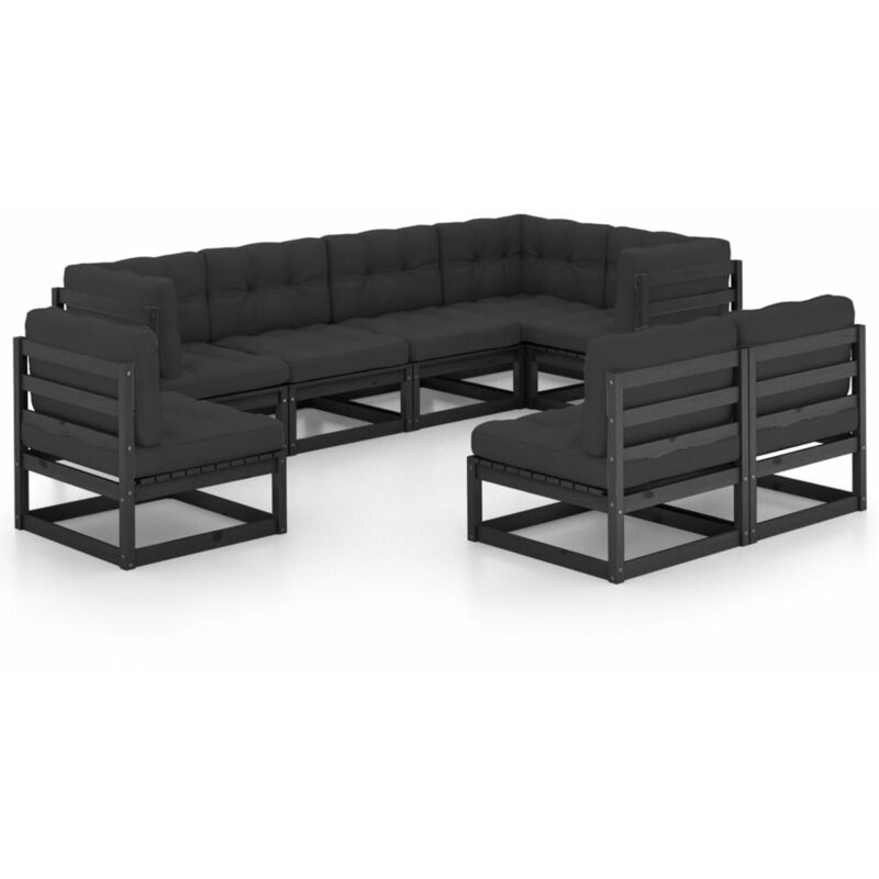 

Juego de muebles de jardín 8 pzas y cojines madera pino maciza