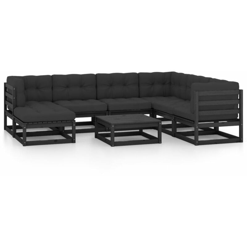 

Juego de muebles de jardín 8 pzas y cojines madera pino maciza