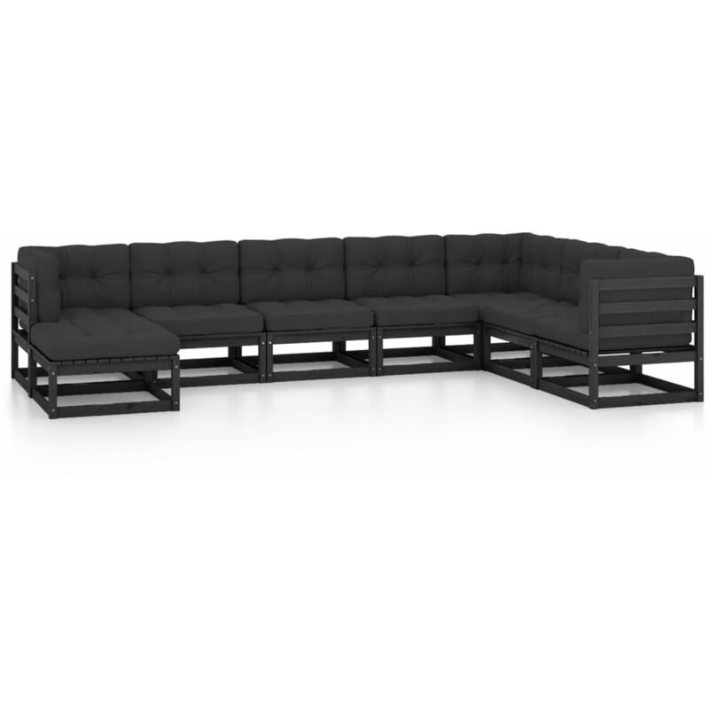 

Juego de muebles de jardín 8 pzas y cojines madera pino maciza