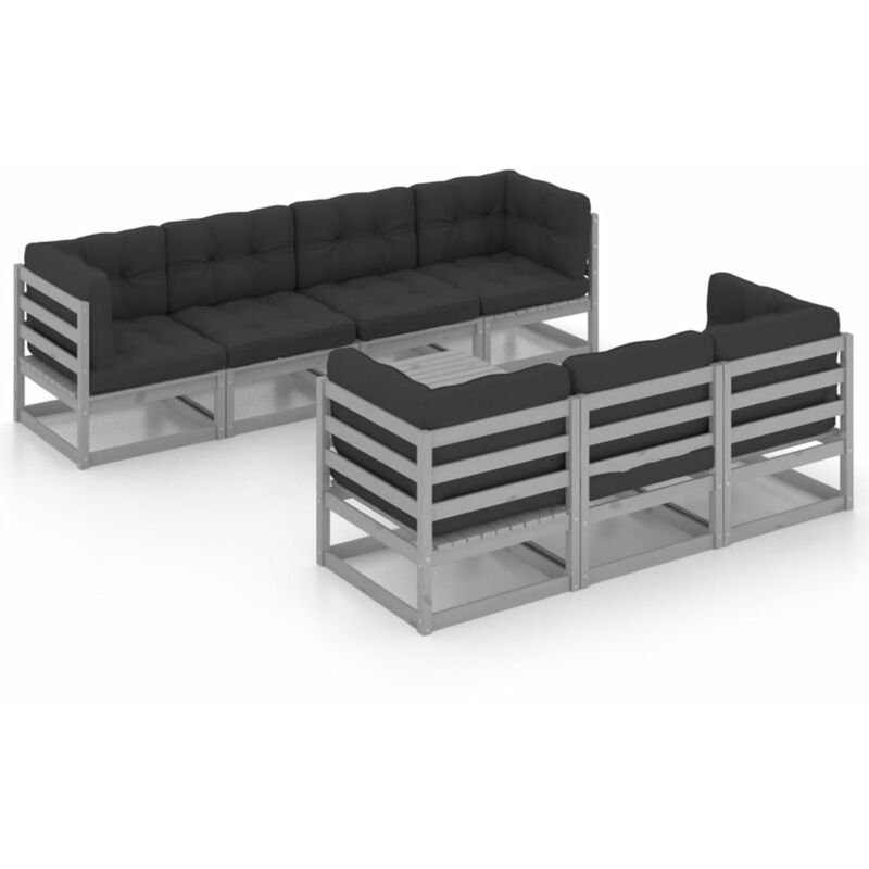 

Juego de muebles de jardín 8 pzas y cojines madera pino maciza