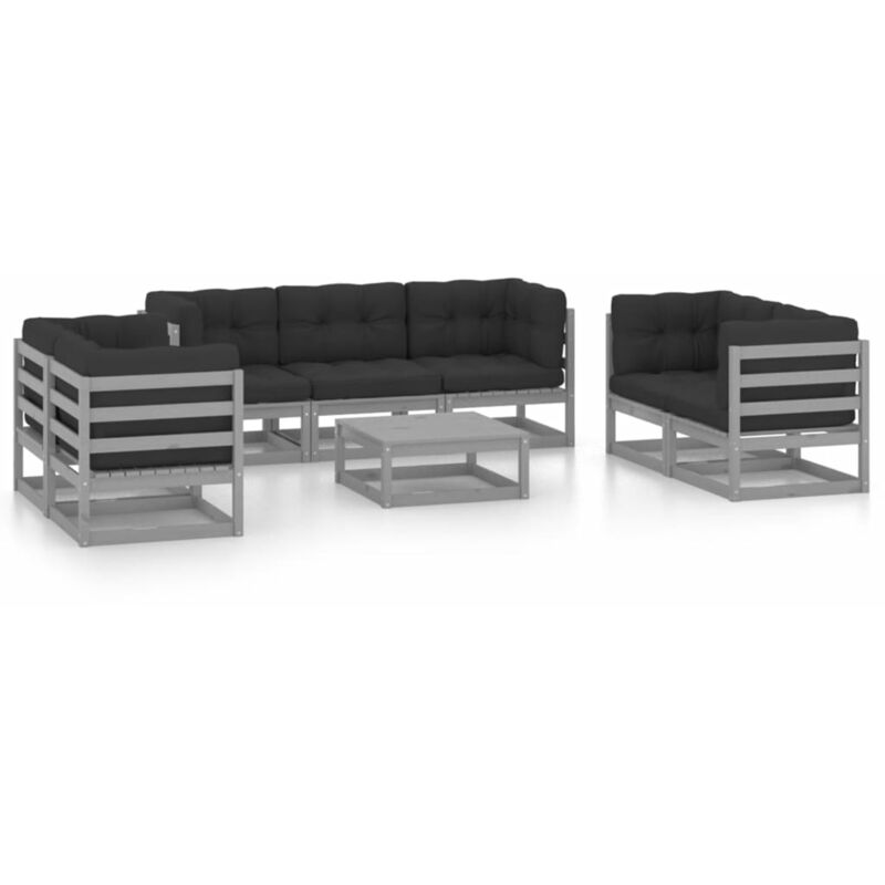 

Juego de muebles de jardín 8 pzas y cojines madera pino maciza
