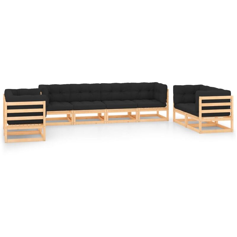 

Juego de muebles de jardín 8 pzas y cojines madera pino maciza