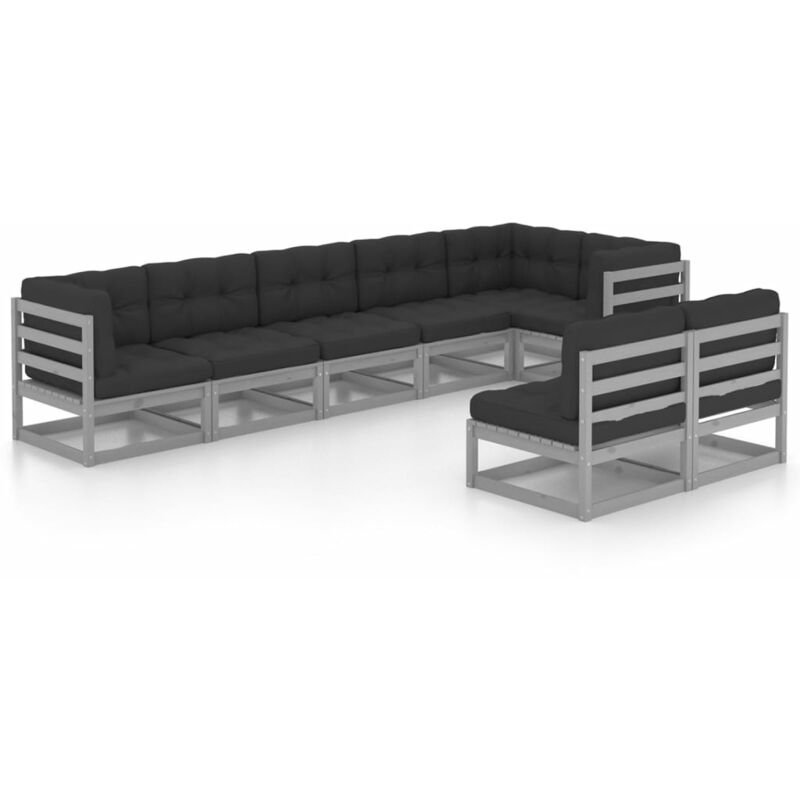 

Juego de muebles de jardín 8 pzas y cojines madera pino maciza