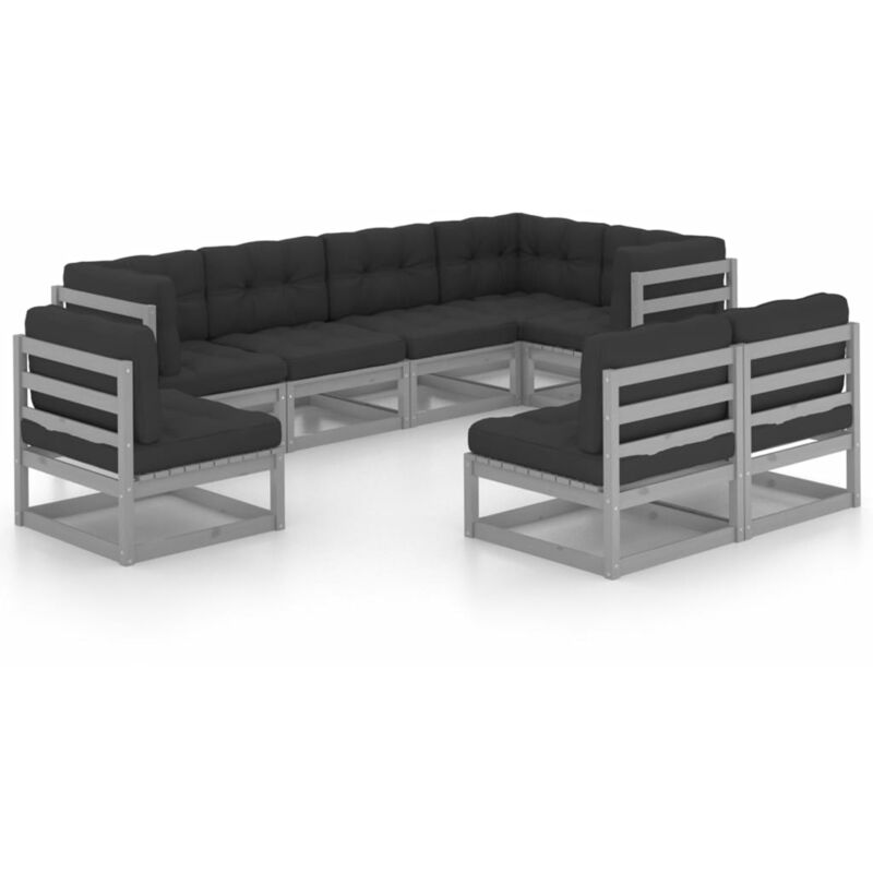 

Juego de muebles de jardín 8 pzas y cojines madera pino maciza