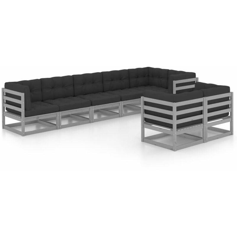 

Juego de muebles de jardín 8 pzas y cojines madera pino maciza