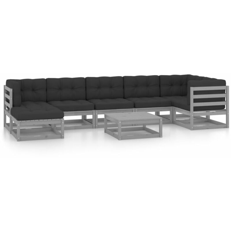 

Juego de muebles de jardín 8 pzas y cojines madera pino maciza