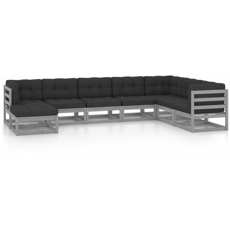 

Juego de muebles de jardín 8 pzas y cojines madera pino maciza