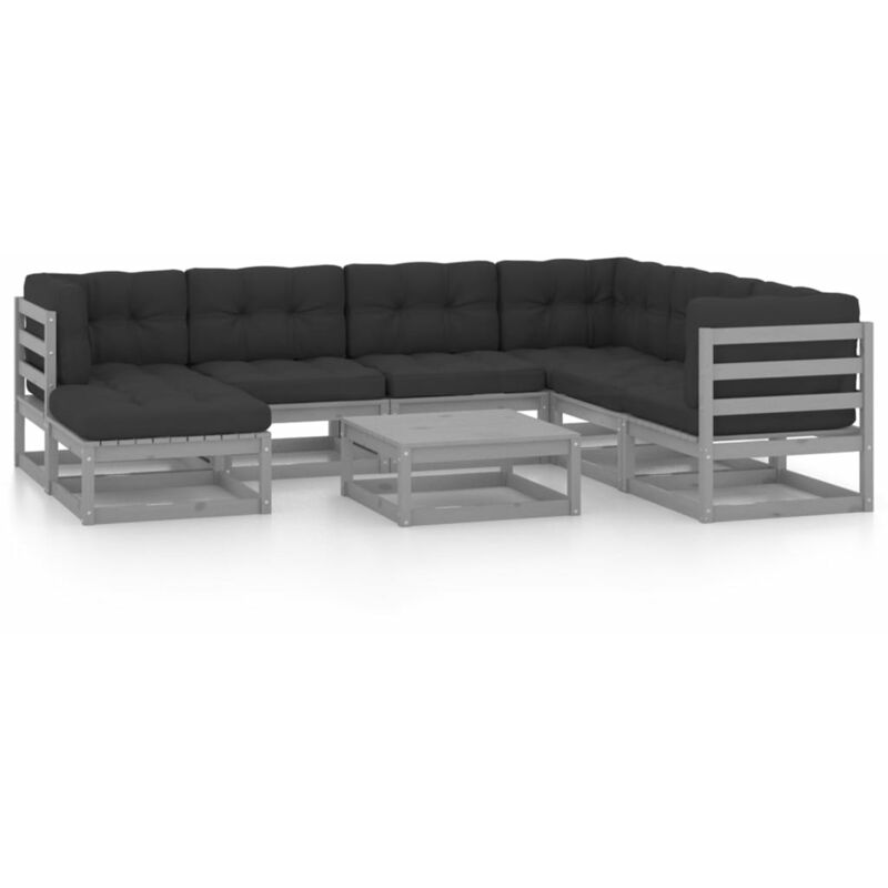 

Juego de muebles de jardín 8 pzas y cojines madera pino maciza