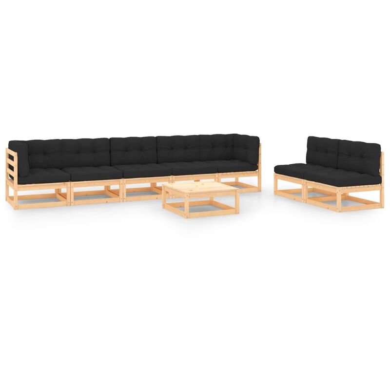 

Juego de muebles de jardín 8 pzas y cojines madera pino maciza
