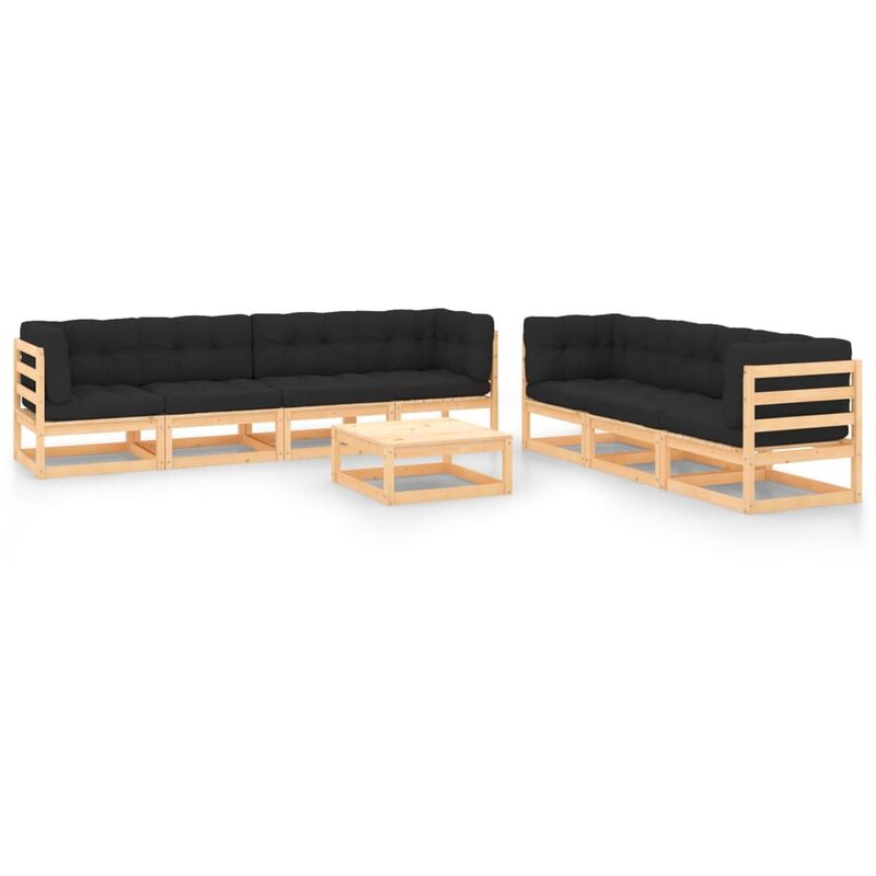 

Juego de muebles de jardín 8 pzas y cojines madera pino maciza