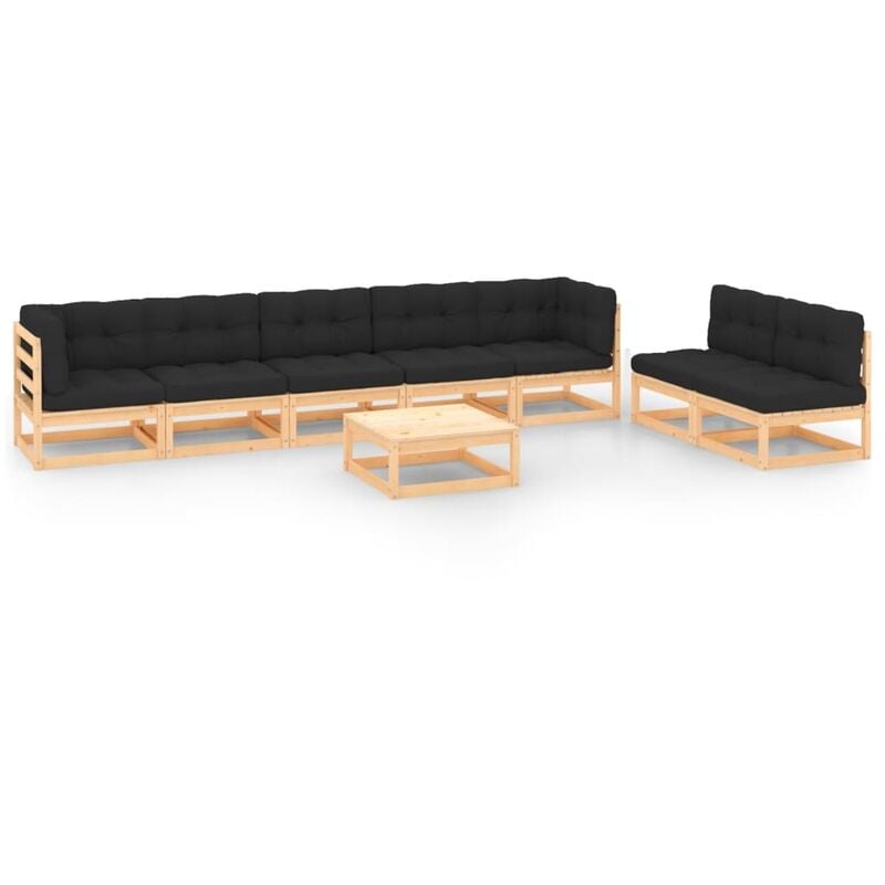 

Juego de muebles de jardín 8 pzas y cojines madera pino maciza