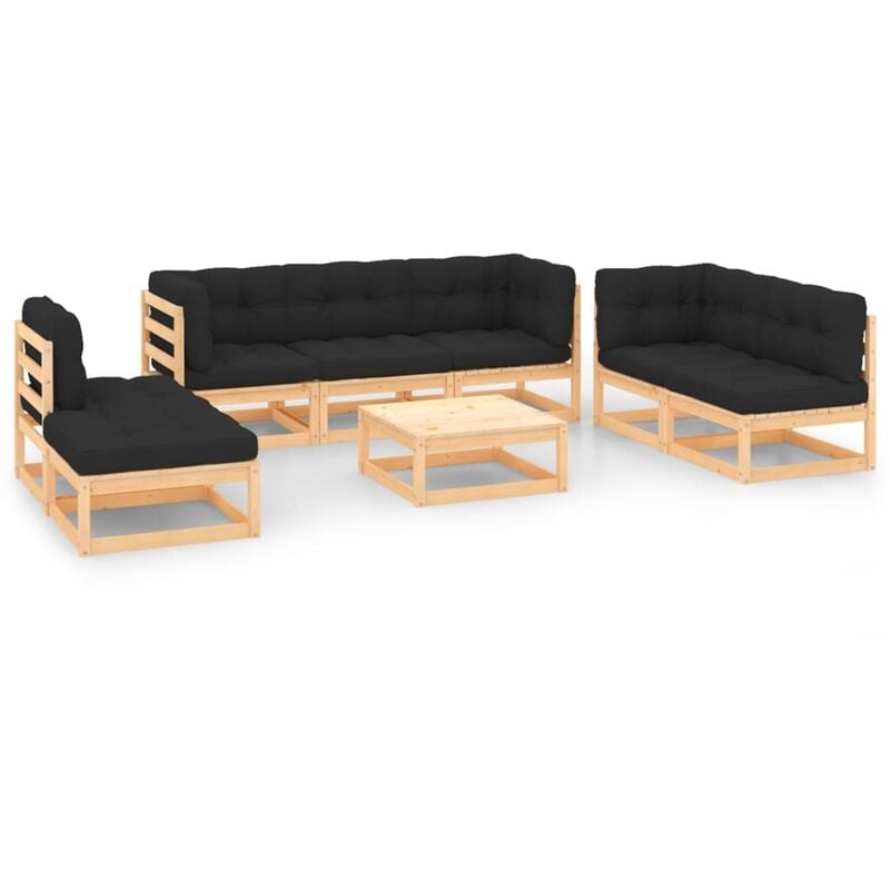 

Juego de muebles de jardín 8 pzas y cojines madera pino maciza