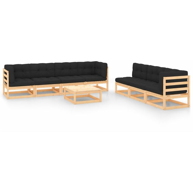 

Juego de muebles de jardín 8 pzas y cojines madera pino maciza
