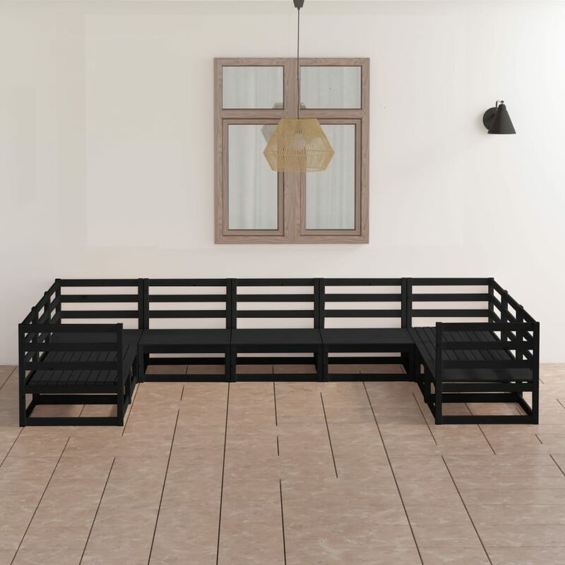 

Juego de muebles de jardín 9 piezas madera maciza de pino