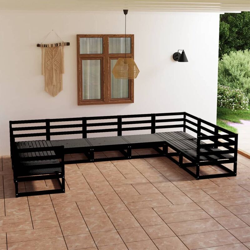 

Juego de muebles de jardín 9 piezas madera maciza de pino