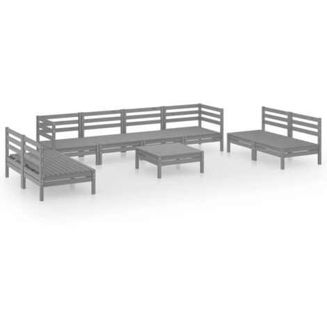 vidaXL Madera de Pino Maciza Juego de Muebles de Jardín 9x Asiento Multicolor
