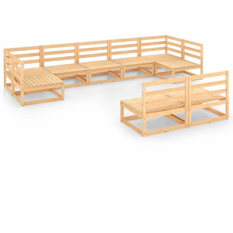

Juego de muebles de jardin 9 piezas madera maciza pino