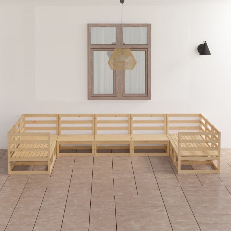 

Juego de muebles de jardín 9 piezas madera maciza pino