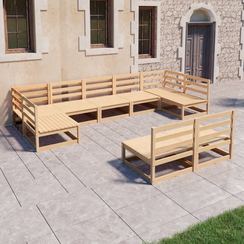 

Juego de muebles de jardín 9 piezas madera maciza pino