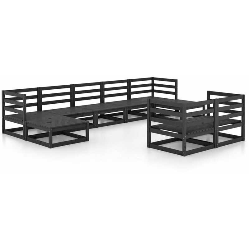 

Happyshopping - Juego de muebles de jardin 9 piezas madera pino maciza