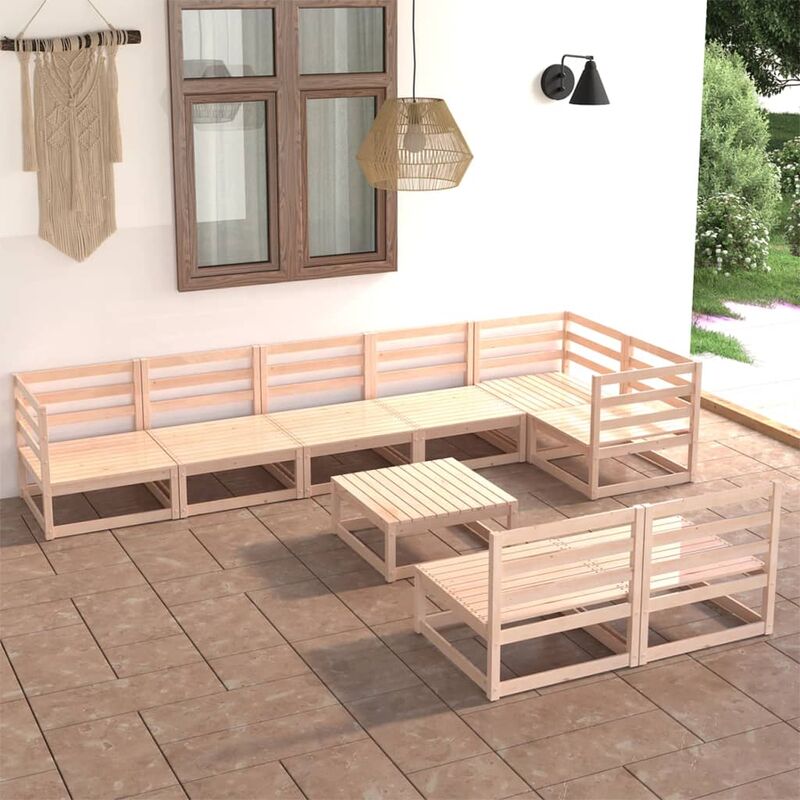 

Juego de muebles de jardín 9 piezas madera pino maciza