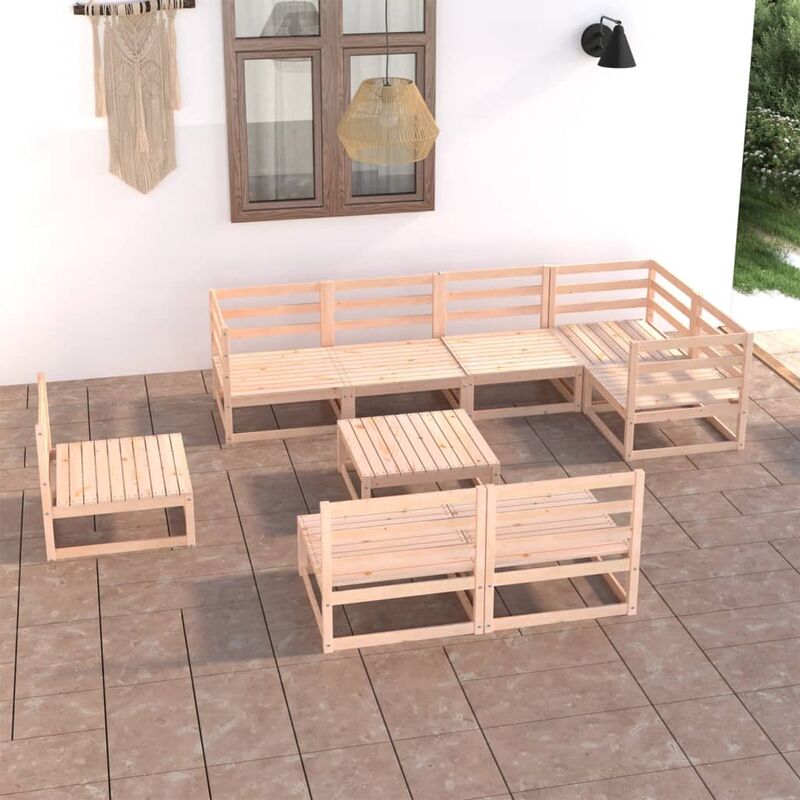 

Juego de muebles de jardín 9 piezas madera pino maciza