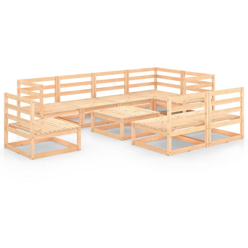 

Juego de muebles de jardin 9 piezas madera pino maciza