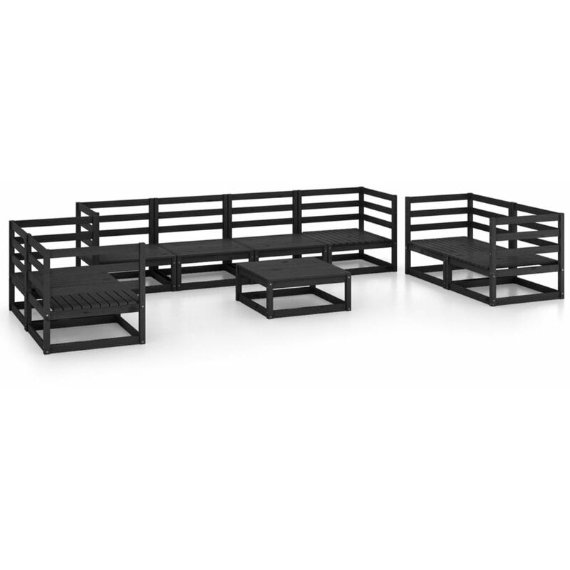 

Happyshopping - Juego de muebles de jardin 9 piezas negro madera madera pino