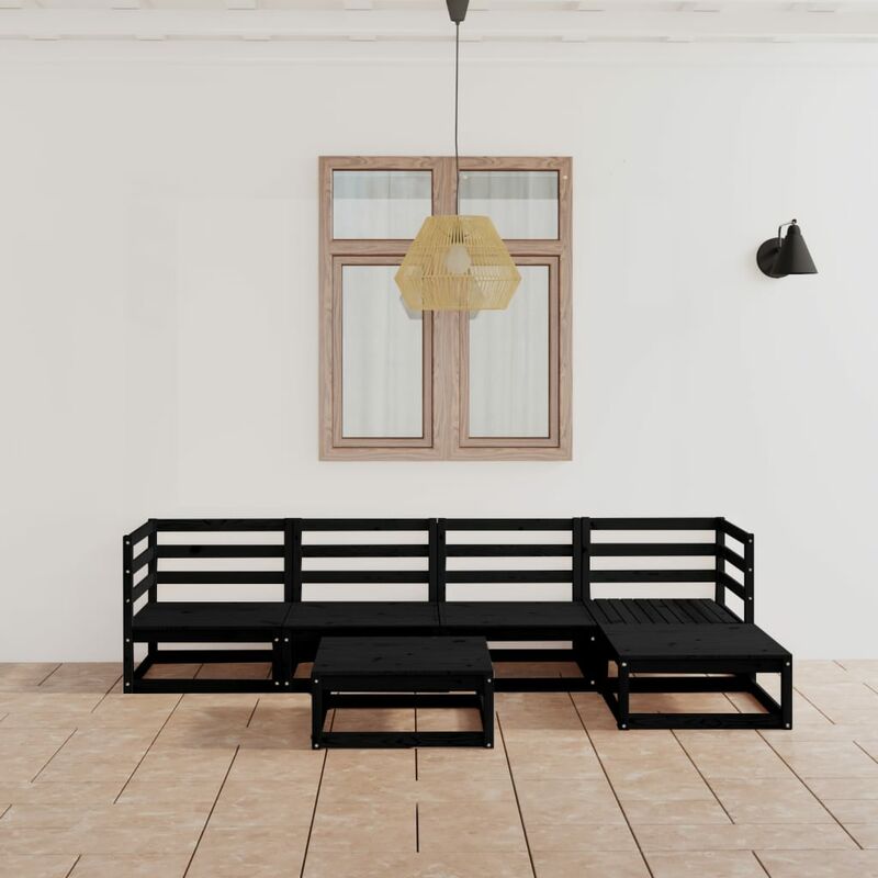 

Juego de muebles de jardín 9 piezas negro madera pino maciza