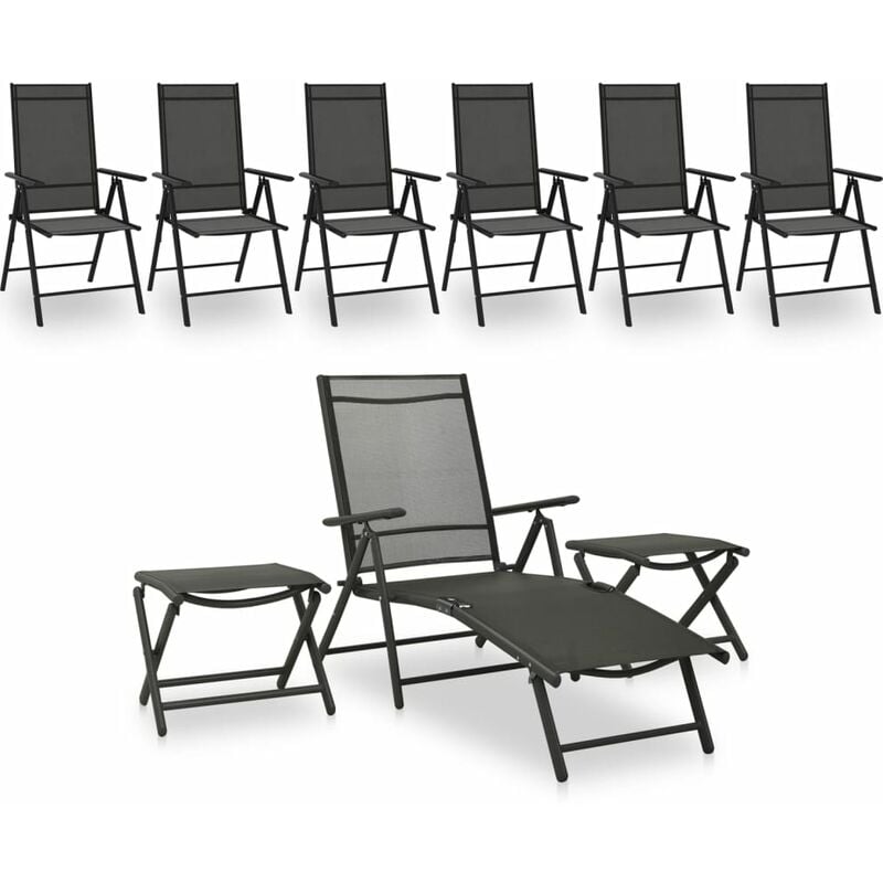 

Juego de muebles de jardín 9 piezas negro y gris antracita