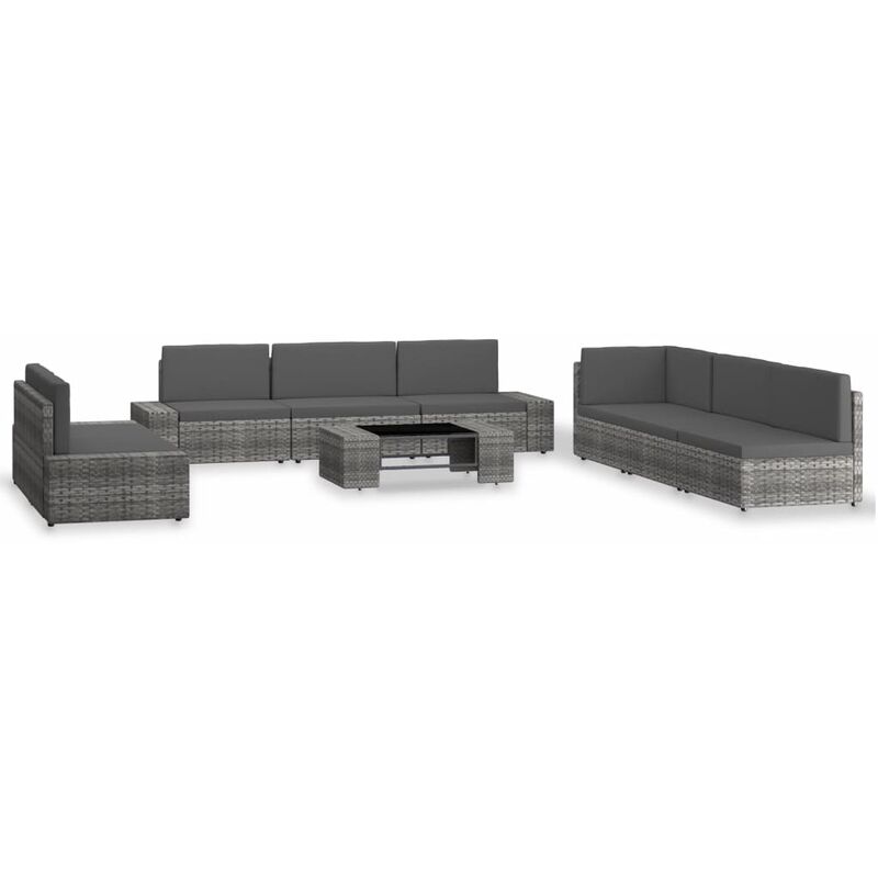 

Juego de muebles de jardín 9 piezas ratán sintético gris