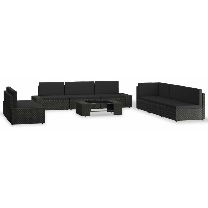 

Juego de muebles de jardin 9 piezas ratan sintetico negro