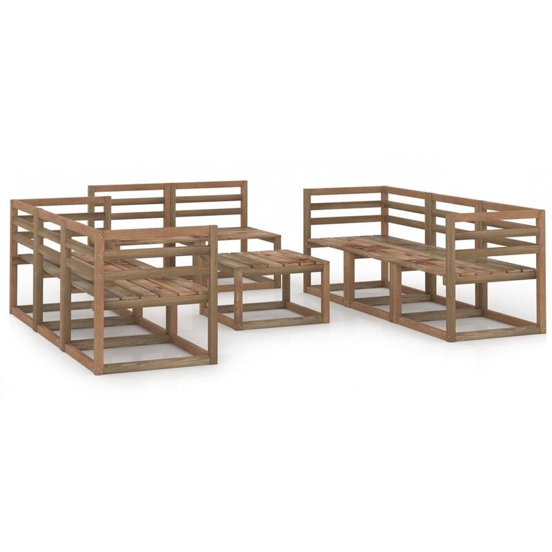 

Juego de muebles de jardín 9 pzas madera pino impregnada marrón
