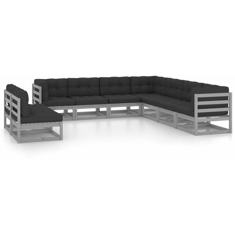 

Juego de muebles de jardín 9 pzas y cojines madera maciza pino