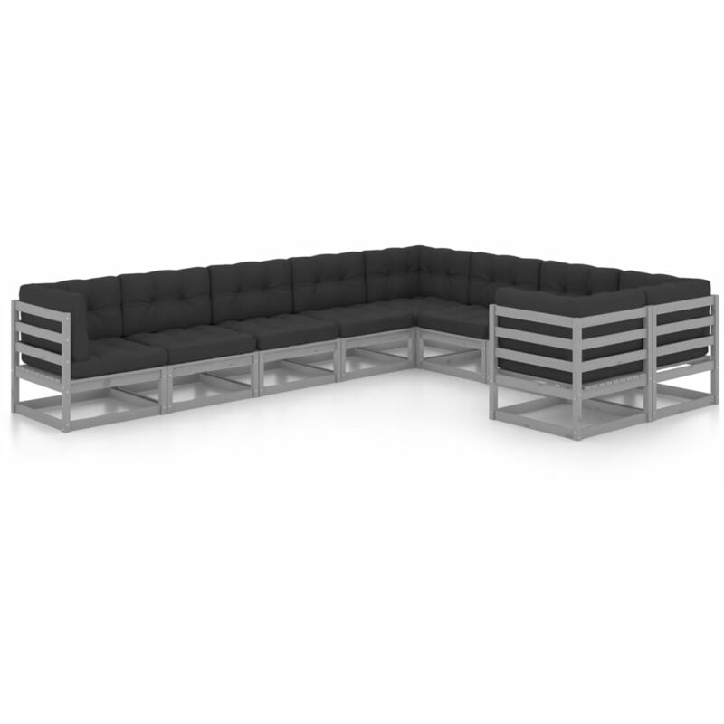 

Juego de muebles de jardín 9 pzas y cojines madera maciza pino