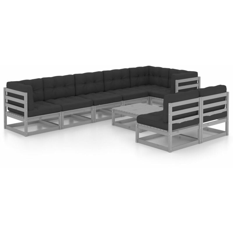 

Juego de muebles de jardín 9 pzas y cojines madera maciza pino